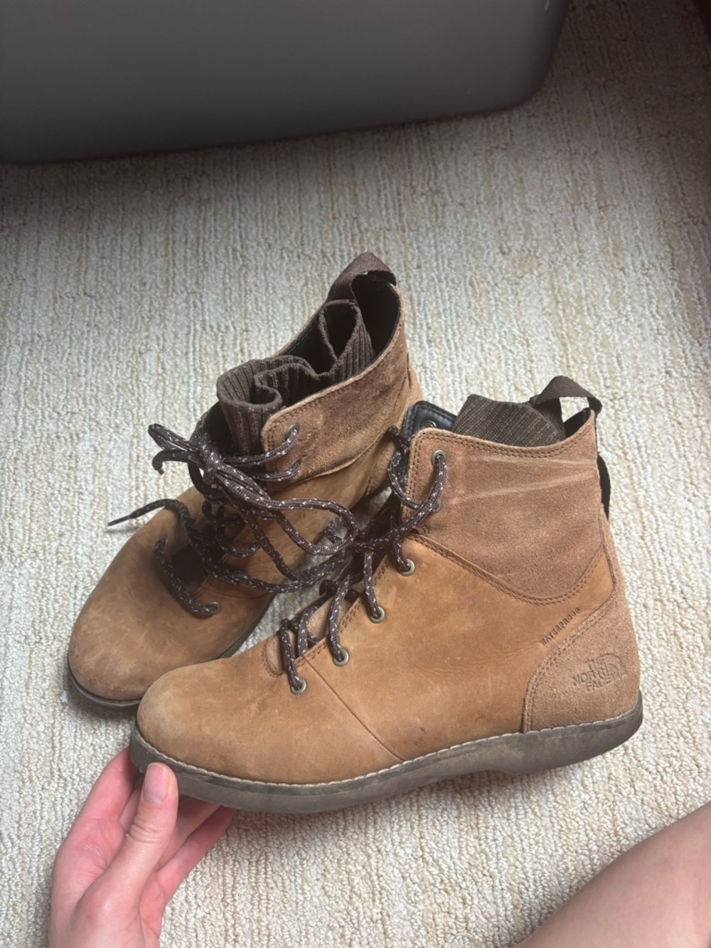The North Face Waterproof Tan Suede Lace-Up Outdoor Boots